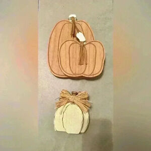 Pair Of Wood Pumpkin Fall Decor